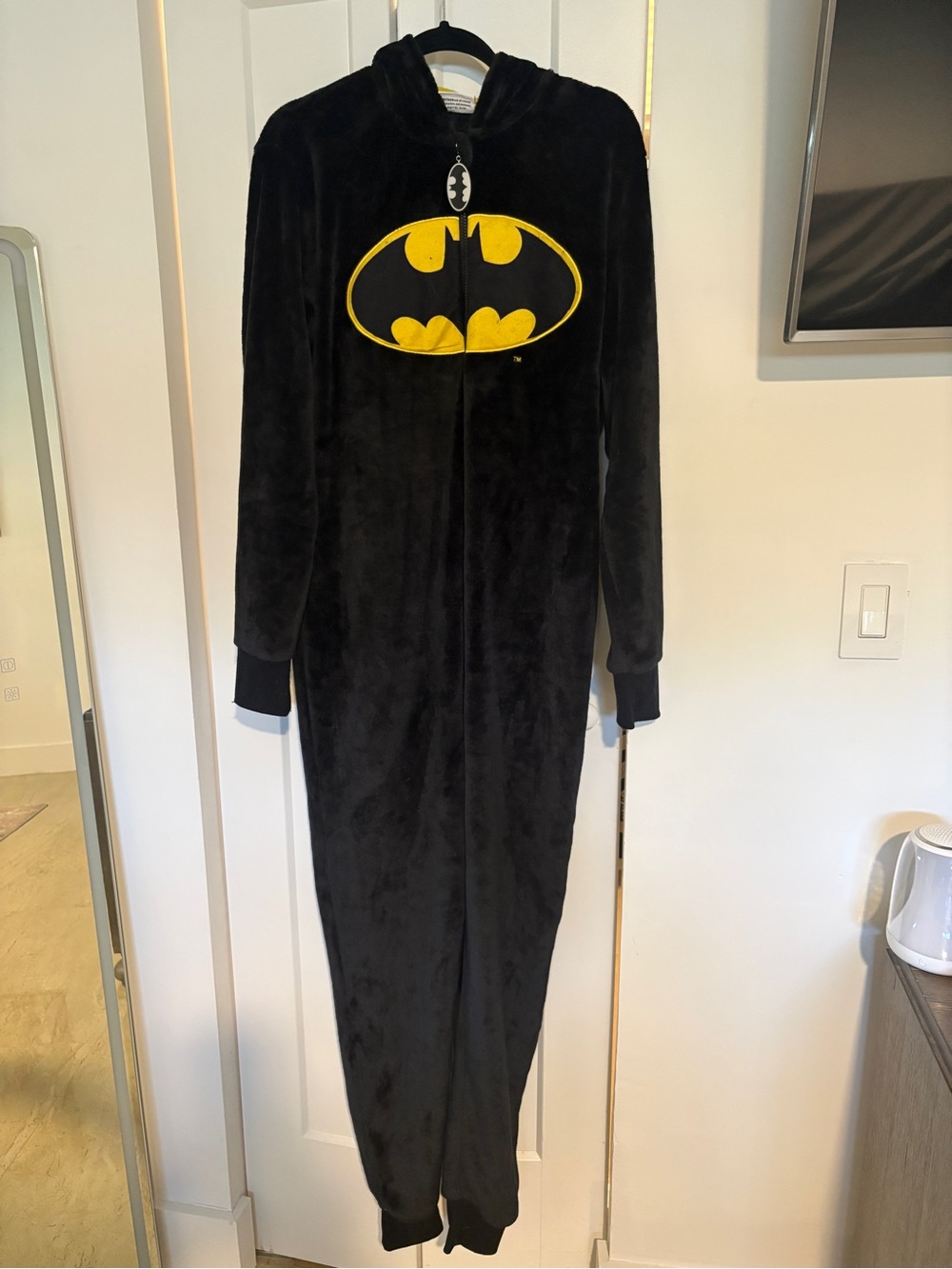 Batman Black and Yellow Plush Adult Costume Onesie